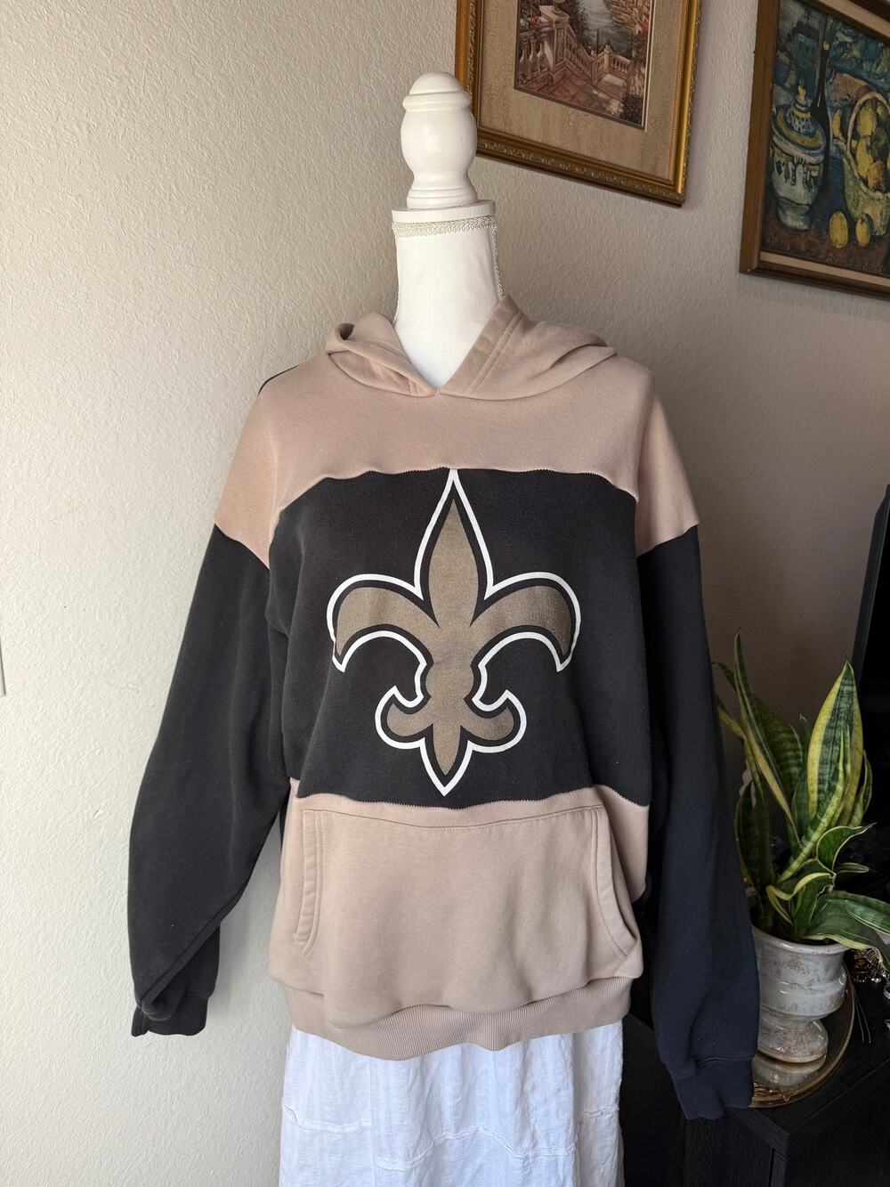 New Orleans Saints Patchwork Hoodie Upcycle
